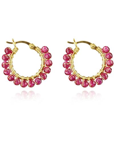MOUNIR LONDON Ruby Hoop Earrings - Pink