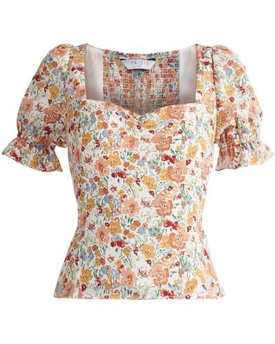Paisie Floral Sweetheart Top - Natural