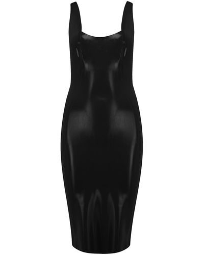 Elissa Poppy Latex Midi Dress - Black