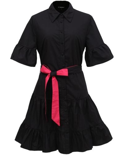 Smart and Joy Skater Cotton Ruffle Dress - Black