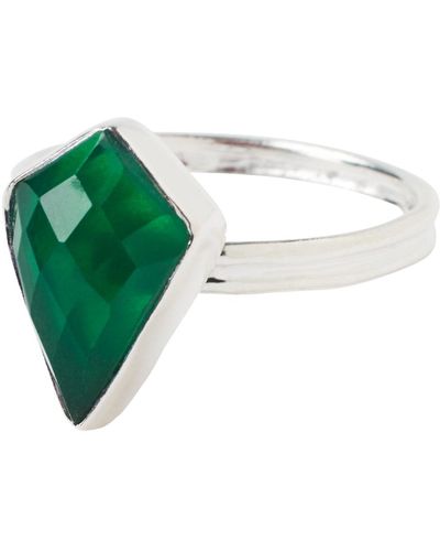 YAA YAA LONDON Green Onyx Kite Sterling Silver Adjustable Ring