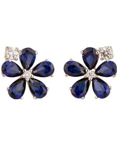 Juvetti Florea White Gold Earrings Blue Sapphires & Diamonds