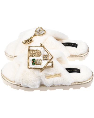 Laines London Ultralight Chic Laines Slipper Sliders With New Home Brooches - Metallic