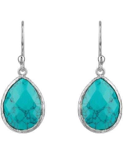 LÁTELITA London Petite Drop Earrings Arizona Turquoise Silver - Blue
