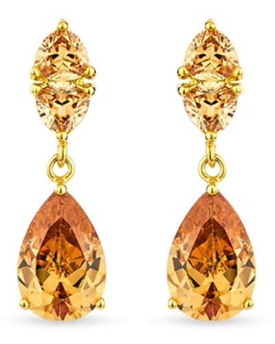SALLY SKOUFIS Temptation Earrings With Made Champagne Diamonds In Yellow Gold - Metallic