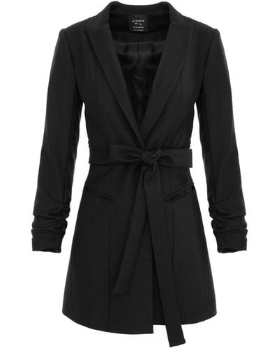 AVENUE No.29 Single Breasted Wool Blazer With In Seam Belt - Black