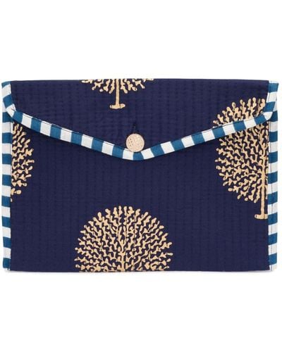 At Last Cotton Clutch Bag In French Navy - Blue