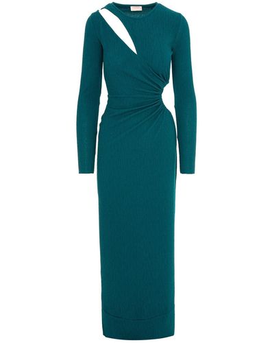 ROSERRY Mykonos Glitter Jersey Cut Out Maxi Dresss In - Green