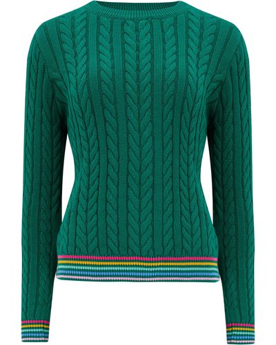Sugarhill Barbara Cable Knit Jumper , Rainbow Tipping - Green