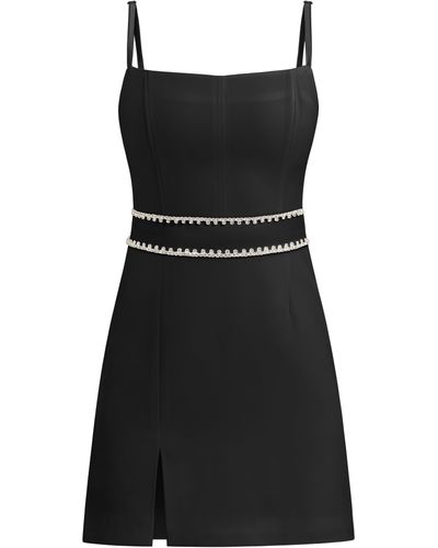 Tia Dorraine Into You Fitted Mini Dress With Crystal Belt - Black