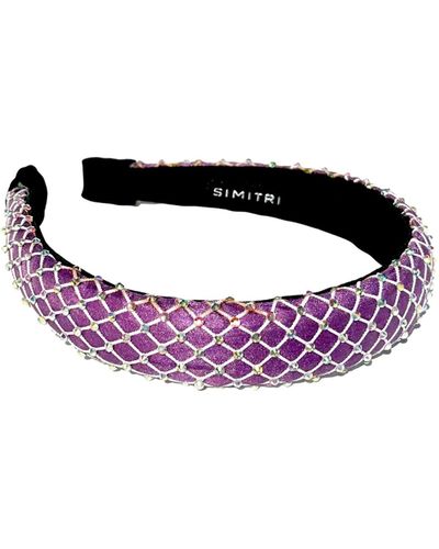 Simitri Lavender Fishnet Headband - Purple