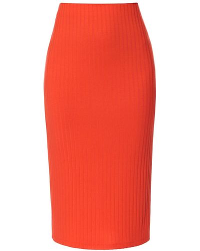 AGGI Rita Sum Orange Bodycon Midi Skirt - Red