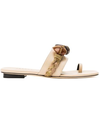 Serena Uziyel Delphine Nude & Almond Leather Toe Sandal - Metallic
