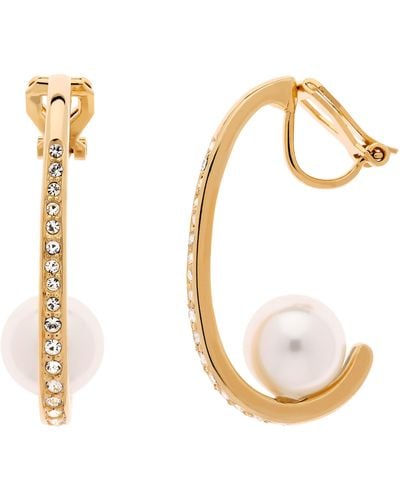 Emma Holland Jewellery Floating Pearl & Crystal Clip Earrings - Metallic