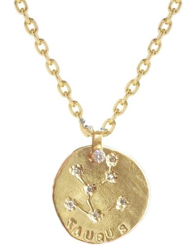 Lily Flo Jewellery Taurus Diamond Medallion - Metallic