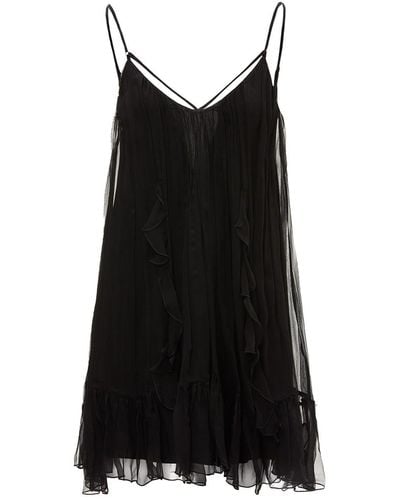 Nissa Backless Silk Mini Dress - Black