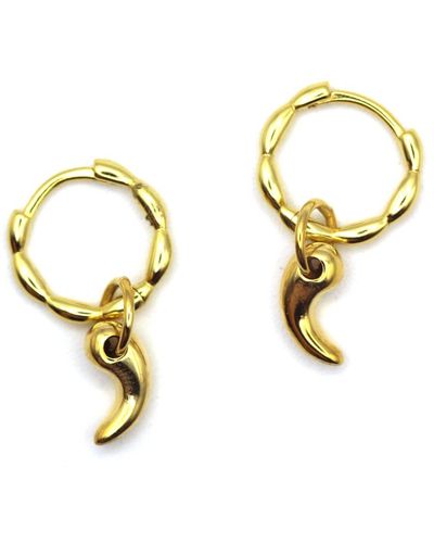 VicStoneNYC Fine Jewelry Small Gok Ock Charm Dangle Hoop Earrings - Metallic