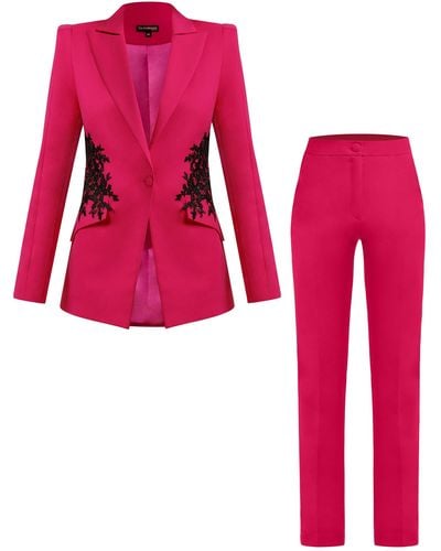 Tia Dorraine Pink Fantasy Tailored Suit With Embroidery