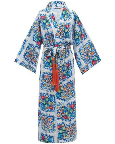 Peraluna Ria Satin Kimono - Blue