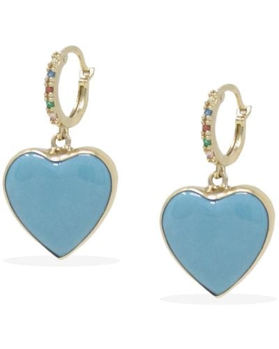 Vintouch Italy Love Is A Rainbow Gold Vermeil Turquoise Hoop Earrings - Blue