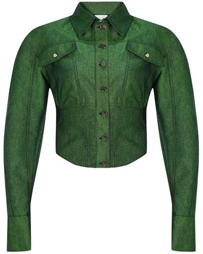Khéla the Label Night Till Dawn Corset Denim Jacket In - Green