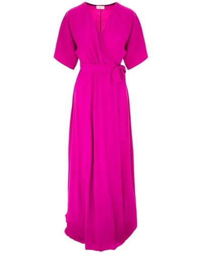 ROSERRY Wrap Viscose Maxi Dress In Fuchsia - Pink