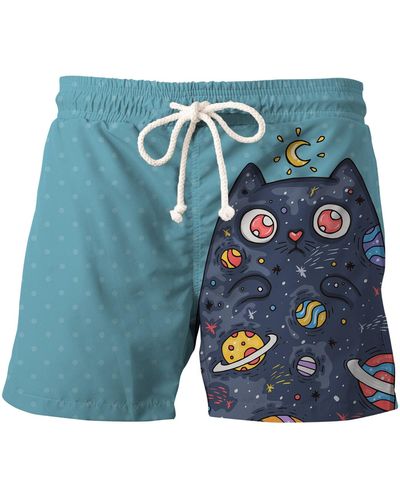 Aloha From Deer Space Cat Shorts - Blue