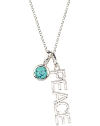 Charlotte's Web Jewellery Peace Rocks Silver Necklace With Turquoise Birthstone Charm - Metallic