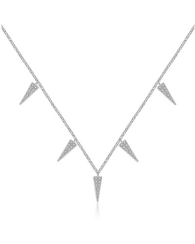 Genevieve Collection 18k Gold Triangle Shape Diamond Necklace Choker - Metallic