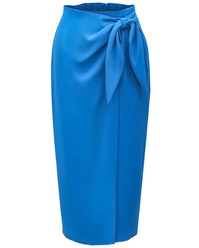 Smart and Joy Wrap Skirt Tied On Side - Blue