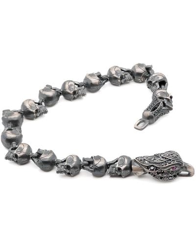 Ebru Jewelry Designer Eagle & Skull Sterling Bracelet - Metallic