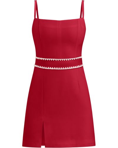 Tia Dorraine Into You Fitted Mini Dress With Crystal Belt - Red