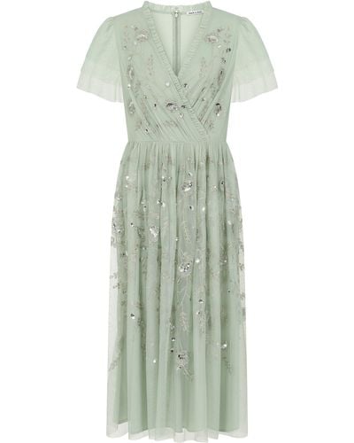 Frock and Frill Carissa Floral Embellished Midi Dress - Green