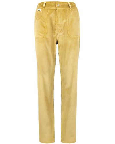 blonde gone rogue Neutrals Corduroy Classic Straight Pants In - Yellow