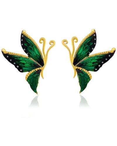 Milou Jewelry & Black Butterfly Earrings - Green