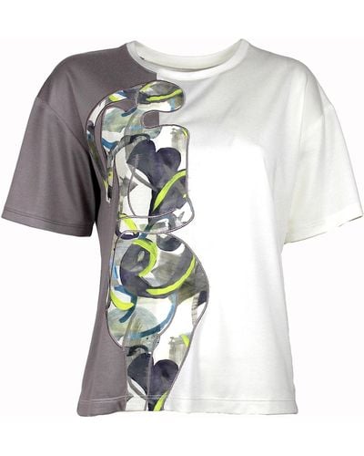 Lalipop Design Mink & Multicolor T-shirt With Laser Cut Linen Appliques