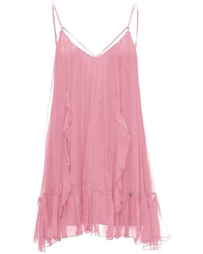 Nissa Neutrals Backless Silk Mini Dress Light - Pink