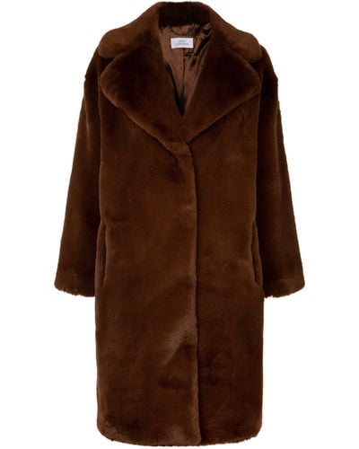ISSY LONDON Greta Luxe Long Faux Fur Coat Mahogany - Brown