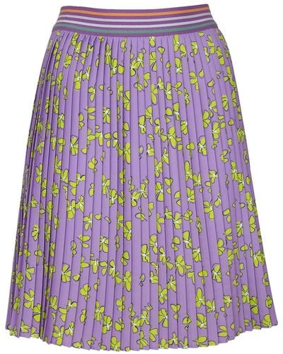 Lalipop Design Lilac Floral Mini Pleated Skirt - Purple