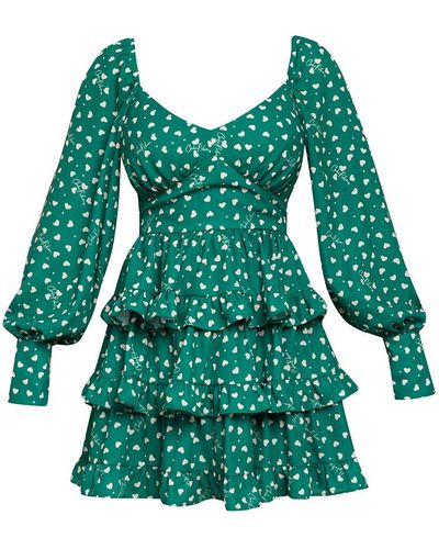 Cliché Reborn Puff Sleeve Bustier Dress - Green