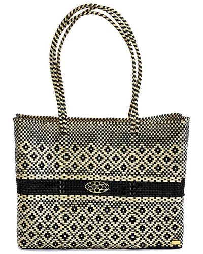 Lolas Bag Aztec Black Beige Travel Tote Bag With Clutch - Multicolour