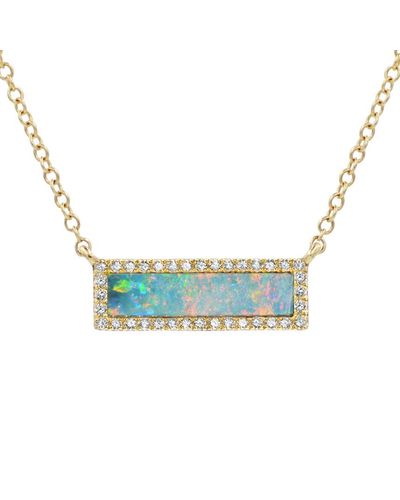 KAMARIA Reflection Opal Bar Necklace With Diamonds - Blue