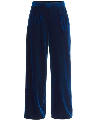 Paisie High Waist Velvet Trousers In - Blue