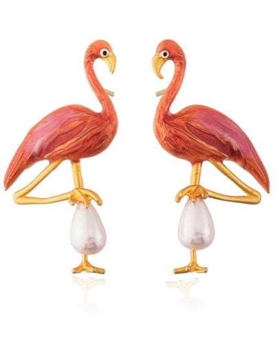 Milou Jewelry Pink Flamingo Earrings - Red