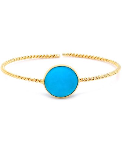 Trésor Turquoise Rd. Bangle In 18k Yellow Gold - Blue