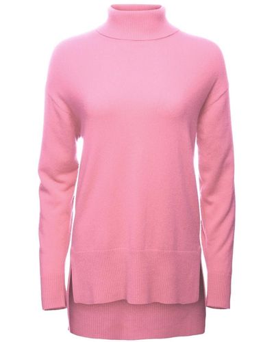 Loop Cashmere Relaxed Polo Neck Cashmere Jumper In Cameo Pink