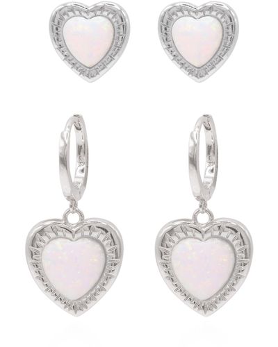 Luna Charles Opal Heart Earring Gift Set - Metallic