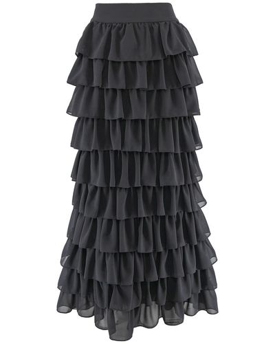 Silvia Serban Veil Skirt With Adjustable Length - Black