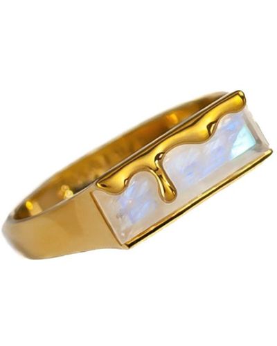 MARIE JUNE Jewelry Dripping Natural Moonstone And Gold Vermeil Ring - Metallic