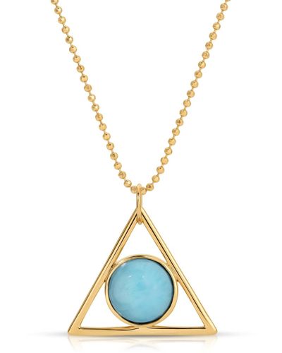 Glamrocks Jewelry Two Faced Double Sided Necklace- Larimar, Moonstone - Blue